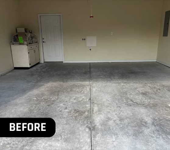 Before Two-Car Garage Project Epoxy Floor Installation in Chesapeake, VA