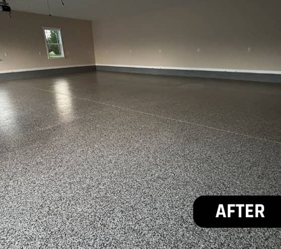 After Garage Epoxy Flake for a Custom Home in Franklin, VA