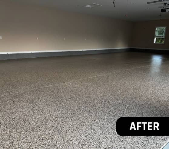After Garage Epoxy Flake Floor for a Custom Home in Franklin, VA