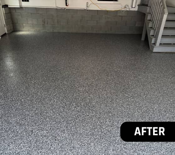 After Garage Epoxy Flake Flooring Home in Hampton, VA