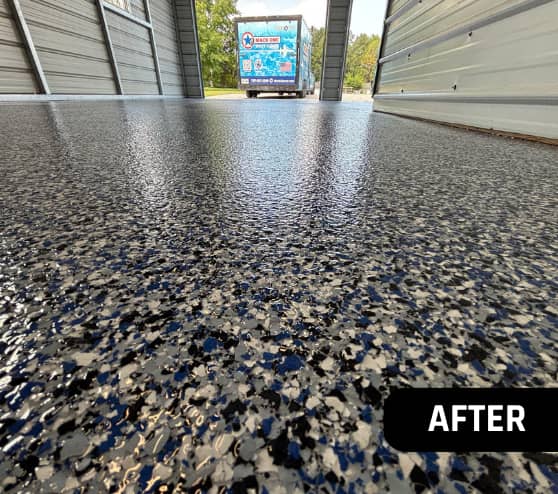 After Garage Epoxy Flake Flooring for Homeowner in Zuni, VA