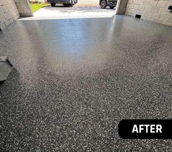 After Garage Epoxy Flake Flooring Job in Hampton, VA