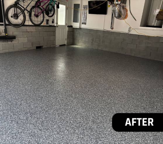 After Garage Epoxy Flake Flooring Residential in Hampton, VA
