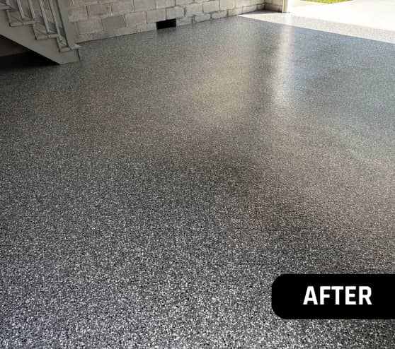 After Garage Epoxy Flake Flooring Work in Hampton, VA