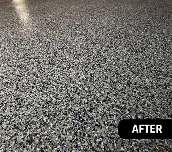 After Garage Epoxy Flake Job for a Custom Home in Franklin, VA