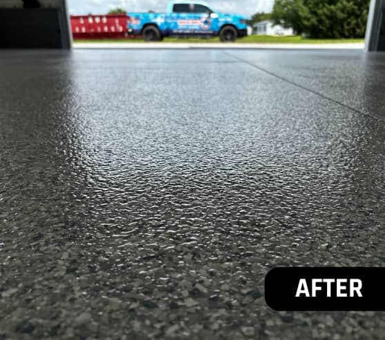 After Garage Epoxy Flake Project for a Custom Home in Franklin, VA