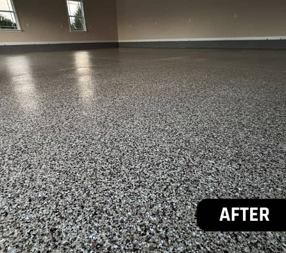 After Garage Epoxy Flake Residential for a Custom Home in Franklin, VA