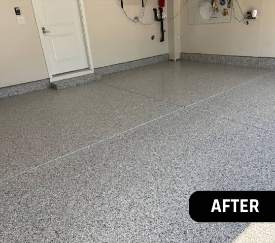 After Project Epoxy Flake Flooring for Homeowner in Carrollton, VA