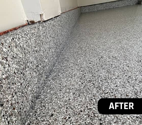 After Residential Epoxy Flake Flooring for Homeowner in Carrollton, VA