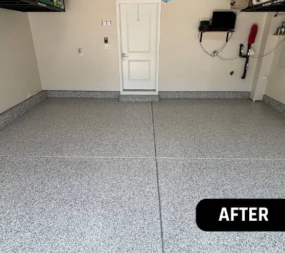 After Service Epoxy Flake Flooring for Homeowner in Carrollton, VA