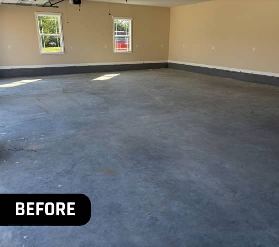 Before Garage Epoxy Flake for a Custom Home in Franklin, VA
