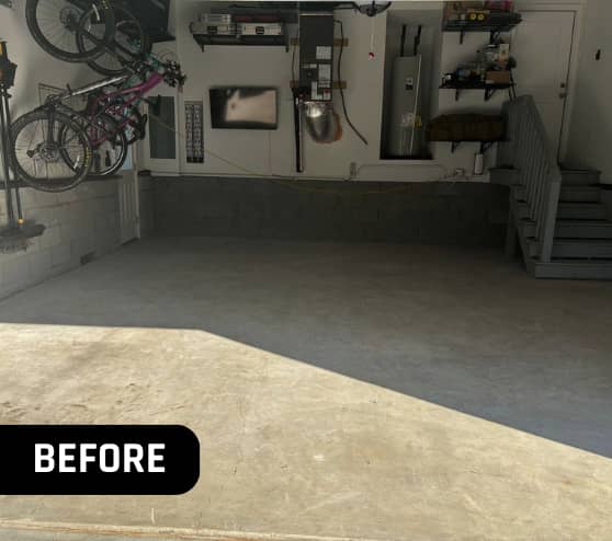 Before Garage Epoxy Flake Flooring Job in Hampton, VA