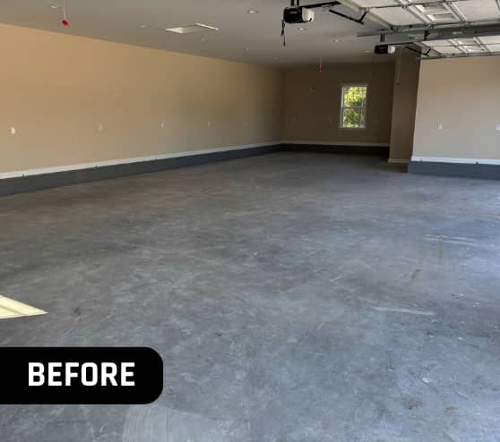Before Garage Epoxy Flake Project for a Custom Home in Franklin, VA