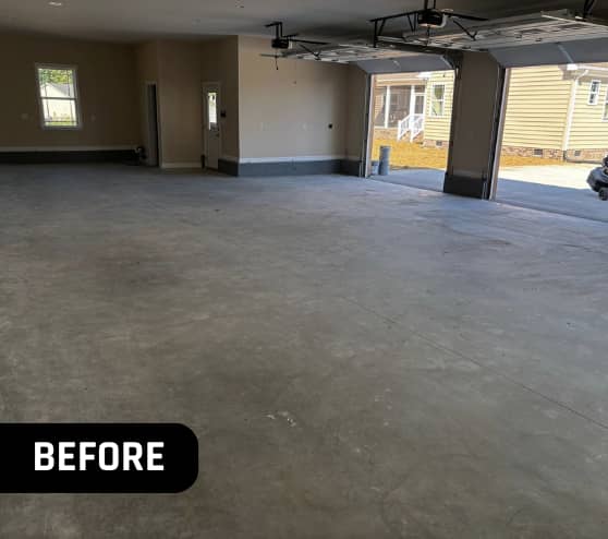 Before Garage Epoxy Flake Work for a Custom Home in Franklin, VA