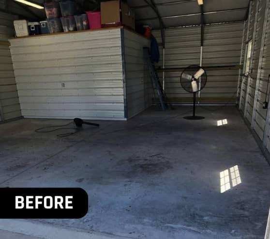 Before Project Epoxy Flake Flooring for Homeowner in Zuni, VA