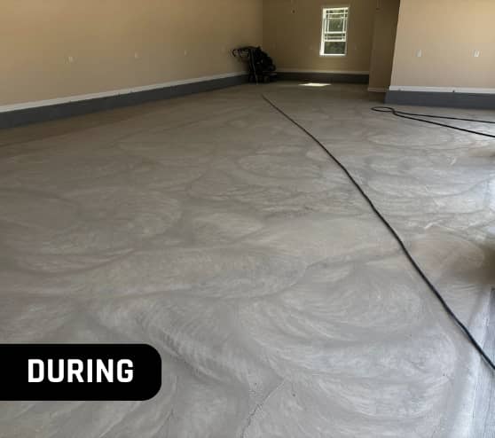 During Garage Epoxy Flake for a Custom Home in Franklin, VA