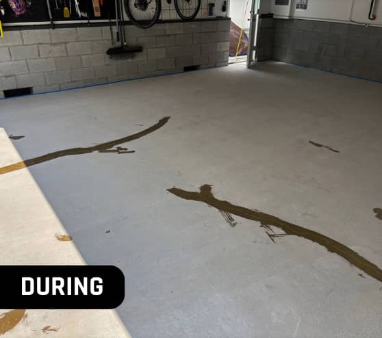 During Garage Epoxy Flake Flooring in Hampton, VA
