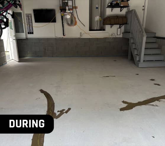 During Garage Epoxy Flake Flooring Project in Hampton, VA