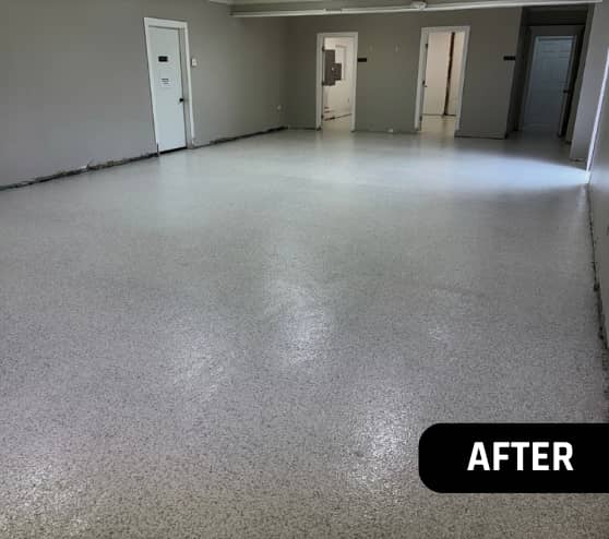 After Epoxy Flake Flooring Markings for Greater Emmanuel Church in Newport News, VA