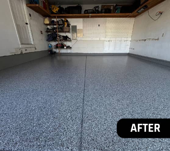 After Epoxy Flake Garage Homeowner Chesapeake VA