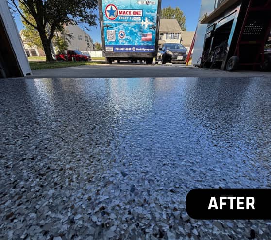 After Floor Epoxy Flake Garage Homeowner Chesapeake VA