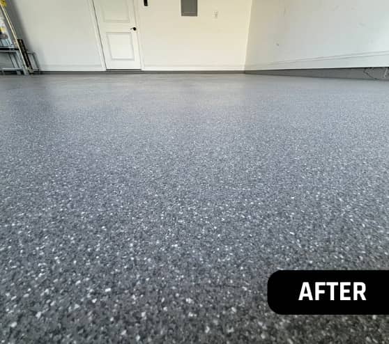 After Service Residential Epoxy Flake Flooring for Homeowner in Suffolk, VA