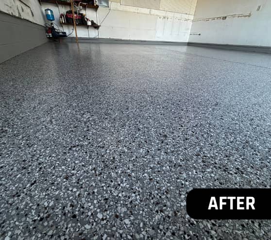 After Work Epoxy Flake Garage Homeowner Chesapeake VA