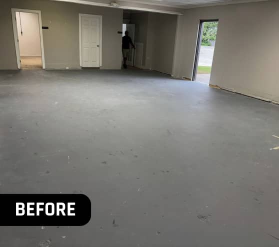 Before Epoxy Flake Flooring for Greater Emmanuel Church in Newport News, VA