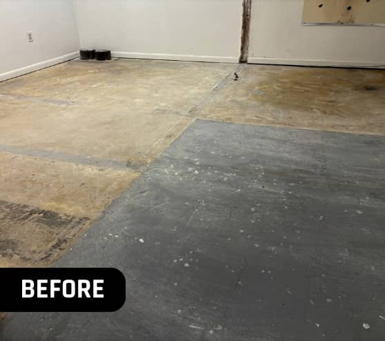 Before Epoxy Flake Flooring Job for Greater Emmanuel Church in Newport News, VA