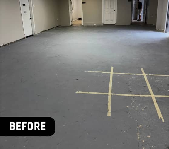 Before Epoxy Flake Flooring Project for Greater Emmanuel Church in Newport News, VA
