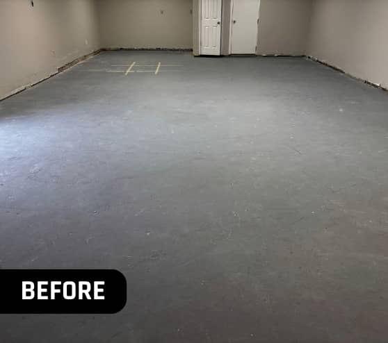 Before Epoxy Flake Flooring Work for Greater Emmanuel Church in Newport News, VA