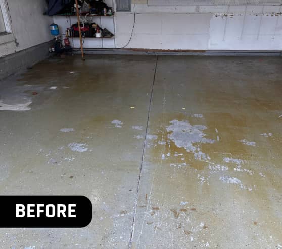 Before Epoxy Flake Garage Homeowner Chesapeake VA