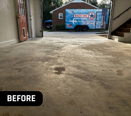 Before Epoxy Garage Flooring for Homeowner in Suffolk, VA