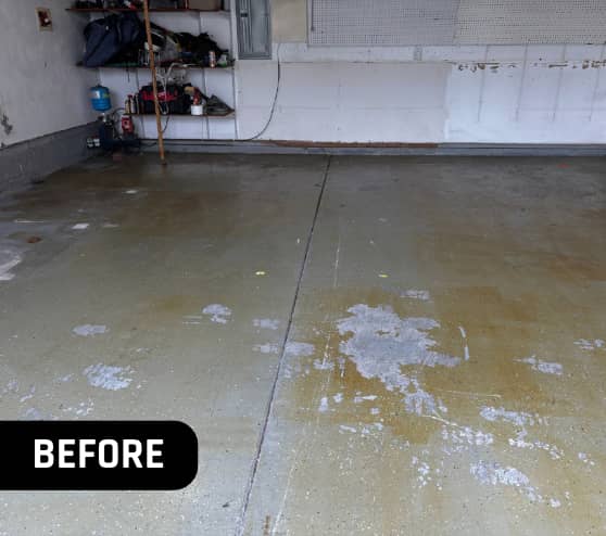 Before Service Epoxy Flake Garage Homeowner Chesapeake VA