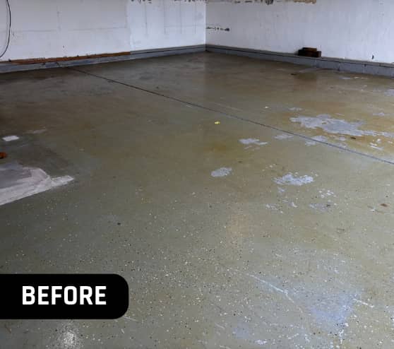 Before Work Epoxy Flake Garage Homeowner Chesapeake VA