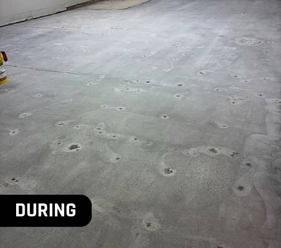 During Epoxy Flake Flooring for Greater Emmanuel Church in Newport News, VA