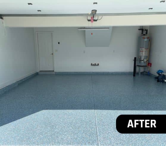 blue epoxy flake garage floor