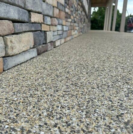 close up of patio epoxy installation