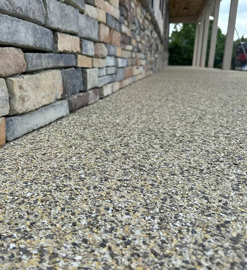close up of patio epoxy installation