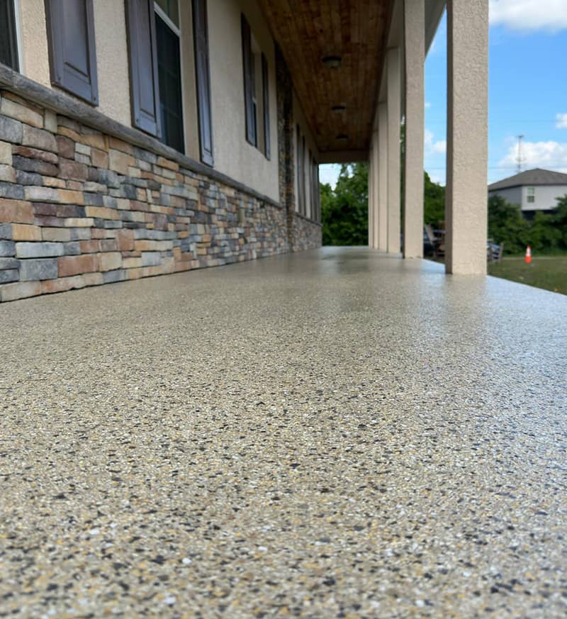 close up of patio epoxy installation