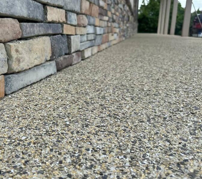 close up of patio epoxy installation