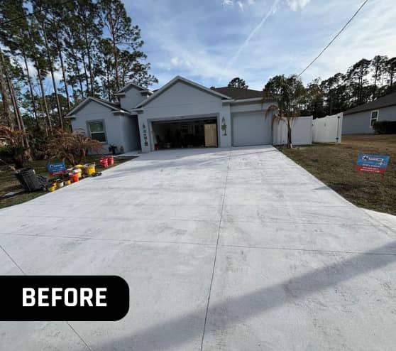 Before Epoxy Flake Flooring for Homeowner in Palm Coast, FL