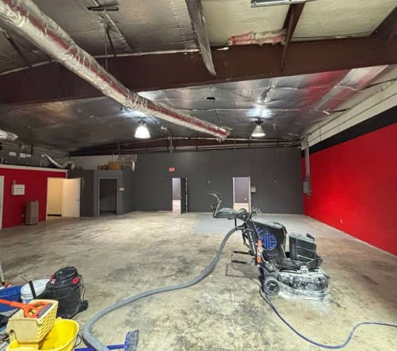 During Work MACH ONE Jacksonville North Epoxy Flake Flooring for Empower Martial Arts