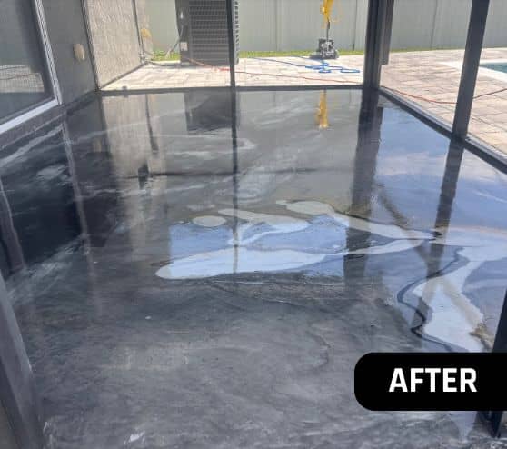 after portrait of solid epoxy flooring close-up