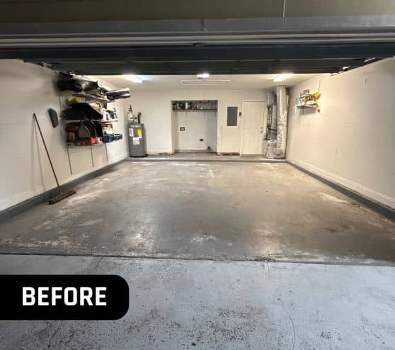 before portrait of fernando garage with old concrete flooring