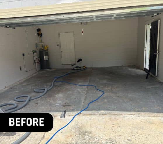 before portrait homeowner garage with old concrete