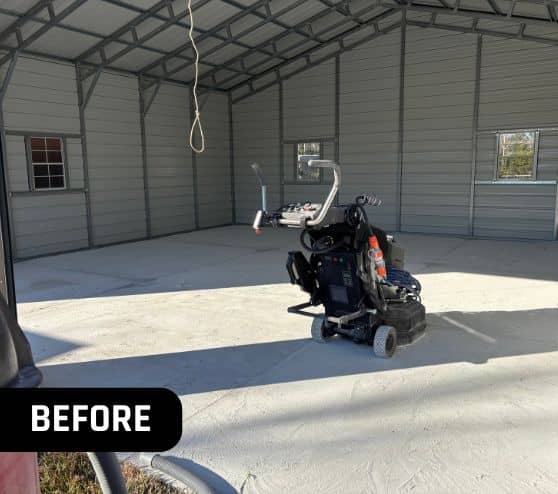 before portrait of charles warehouse with concrete flooring