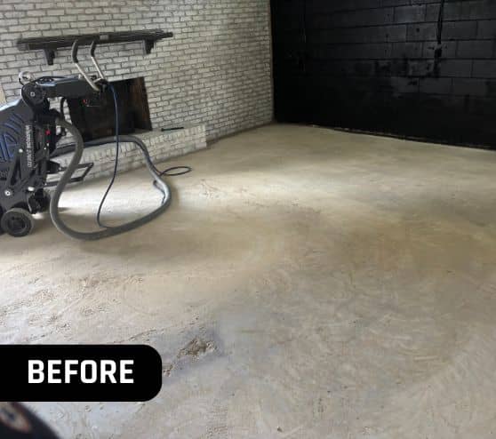 homeowner garage before new solid epoxy flooring installed