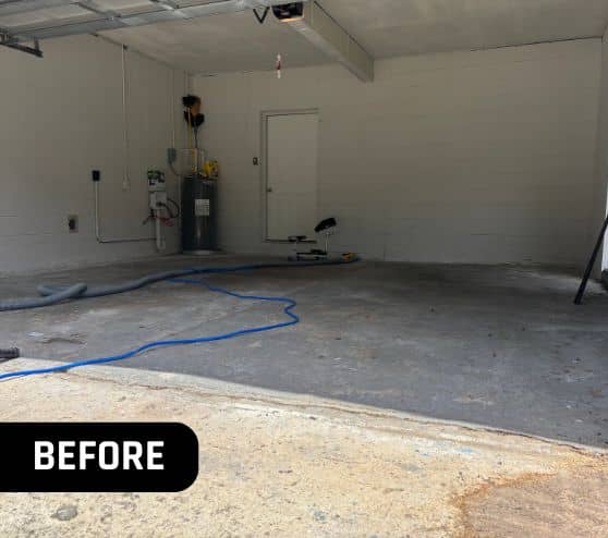 old concrete flooring inside homeowner garage