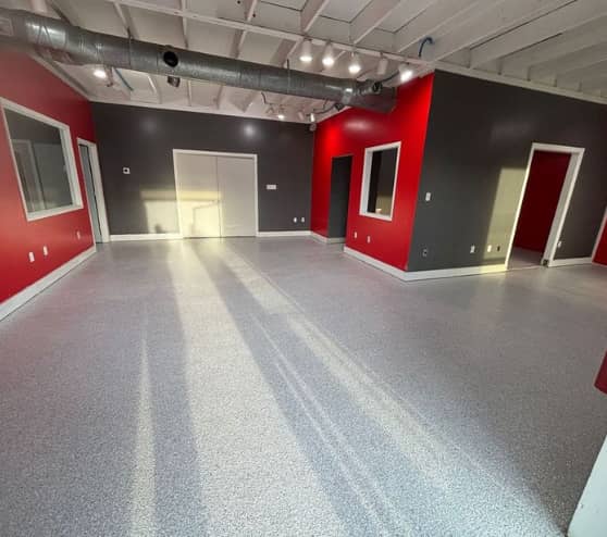 MACH ONE Jacksonville North Epoxy Flake Flooring Work for Empower Martial Arts